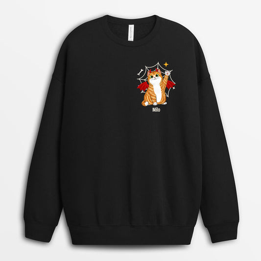 1347WUS1 personalized halloween cat saying hello sweatshirt