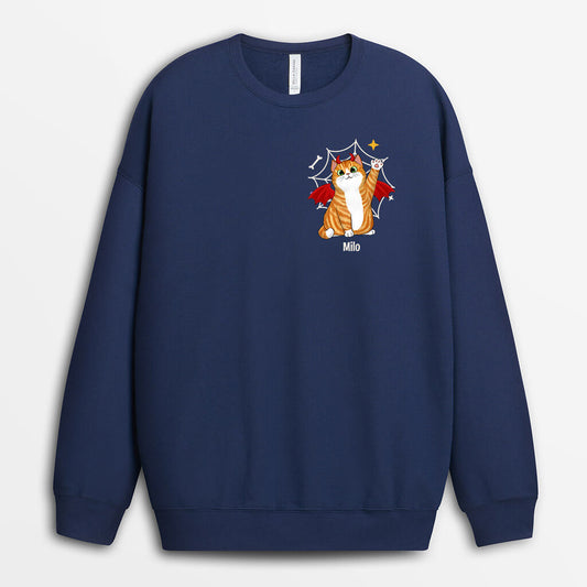 1347WUS2 personalized halloween cat saying hello sweatshirt