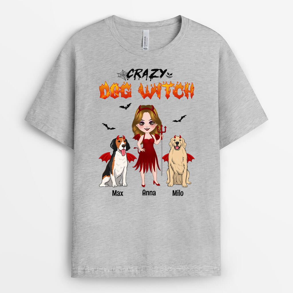 1348AUS2 personalized crazy dog witch t shirt