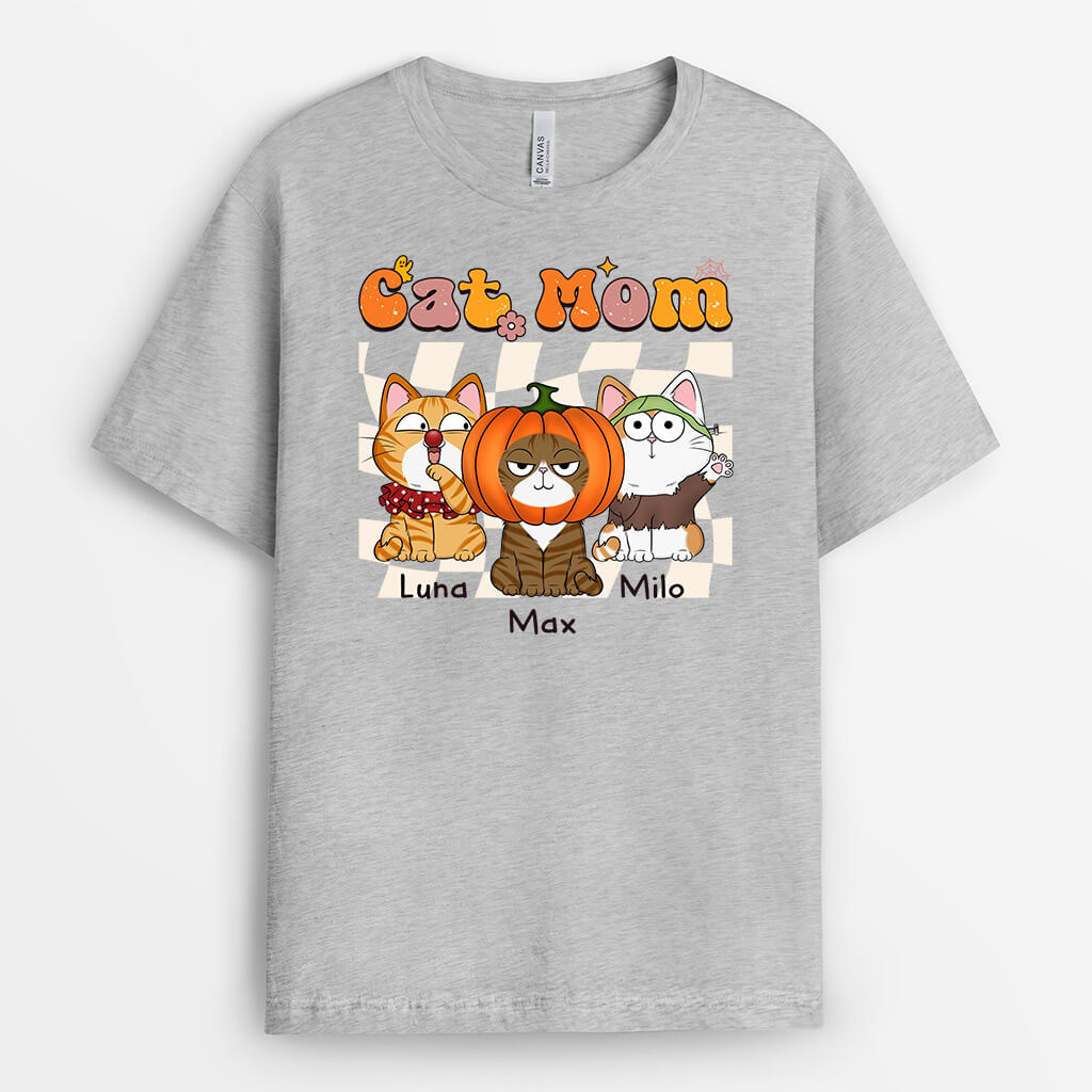 1349AUS1 personalized cute cat mom t shirt