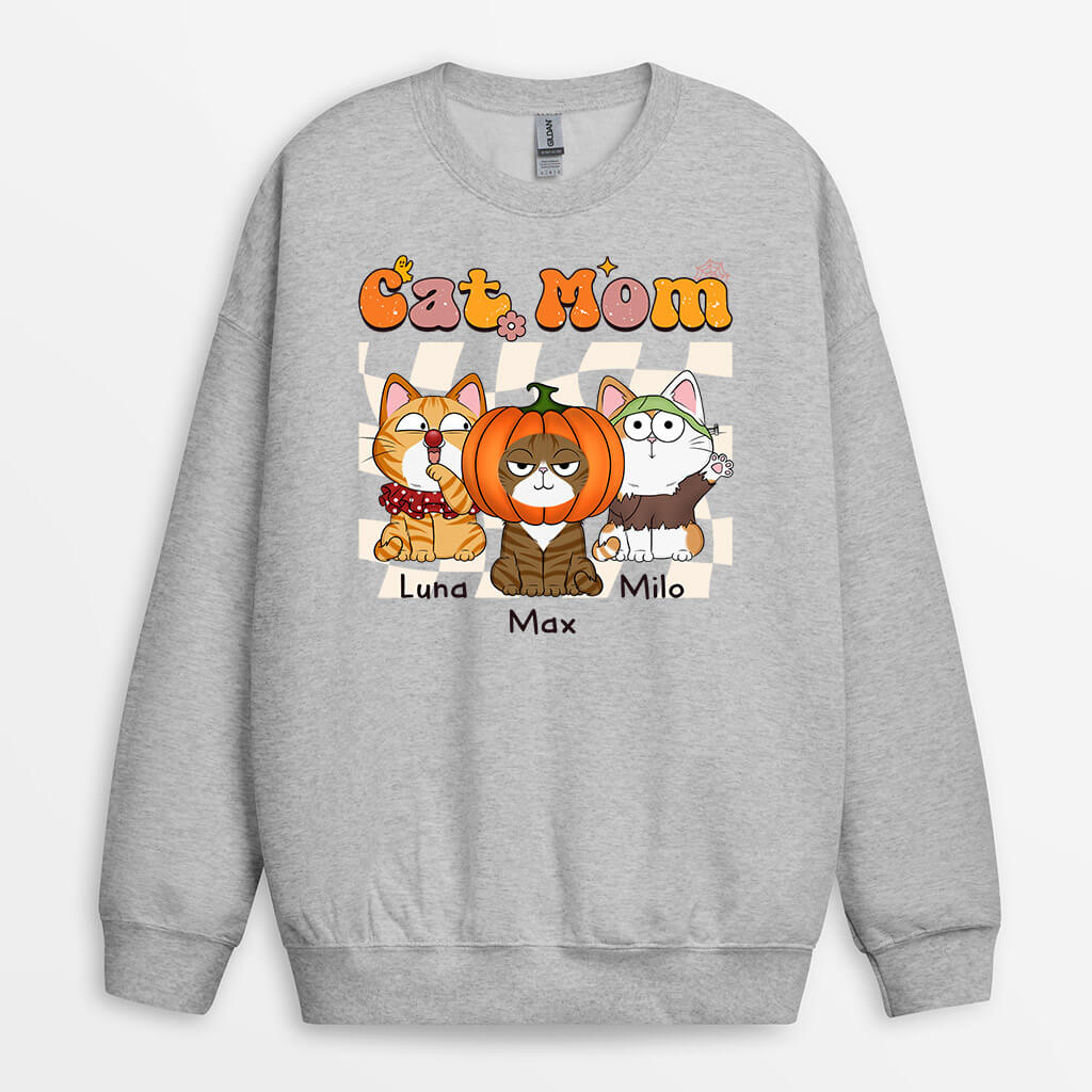 1349WUS1 personalized cute cat mom sweatshirt