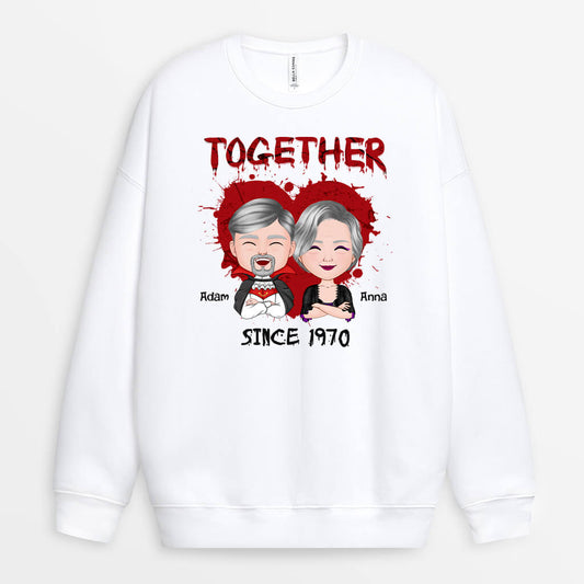 1350WUS2 personalized together since halloween theme sweatshirt