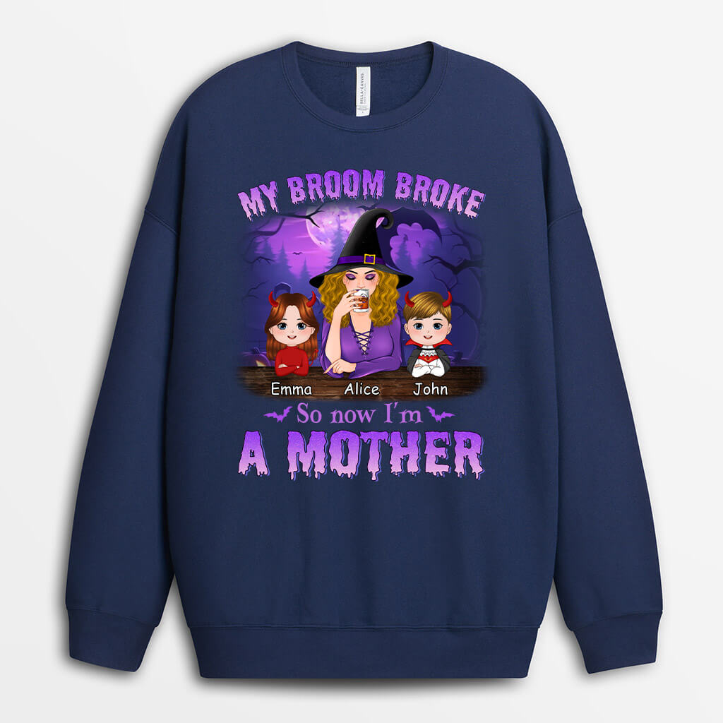 1357WUS2 personalized my broom broke so now im a grandma sweatshirt
