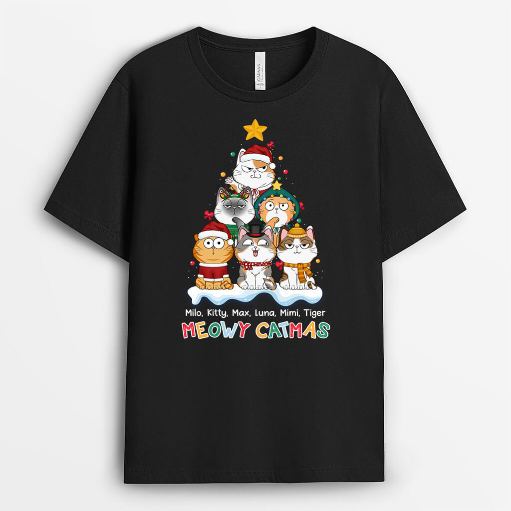 1369AUS1 personalized meowy catmas t shirt