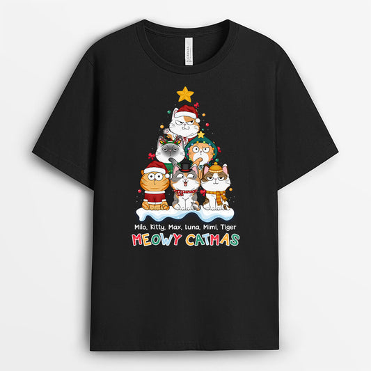 1369AUS1 personalized meowy catmas t shirt