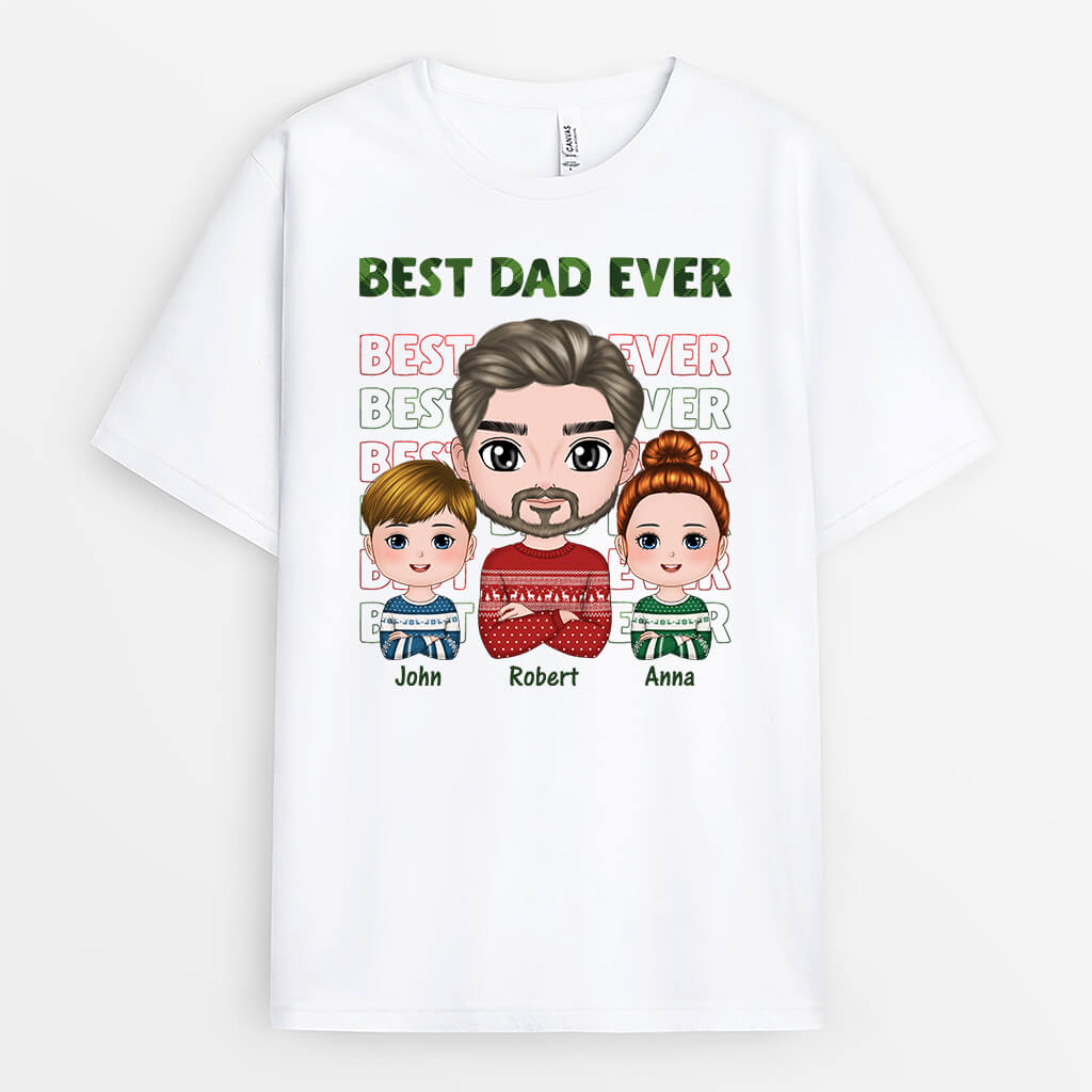 1371AUS1 personalized best dad ever christmas t shirt