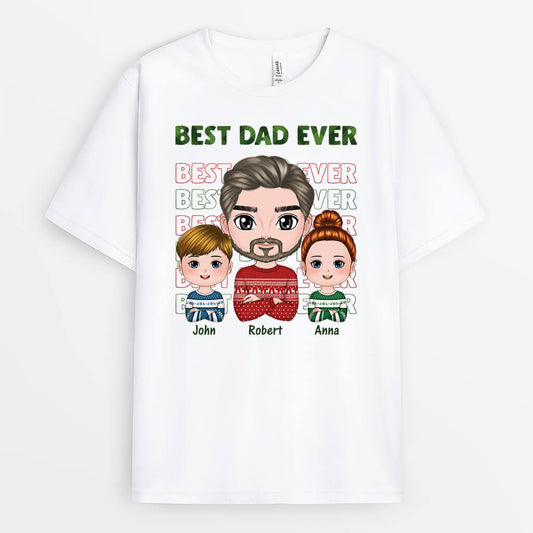 1371AUS1 personalized best dad ever christmas t shirt