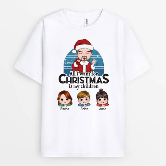 1389AUS1 personalized all i want for christmas is my grandkids t shirt