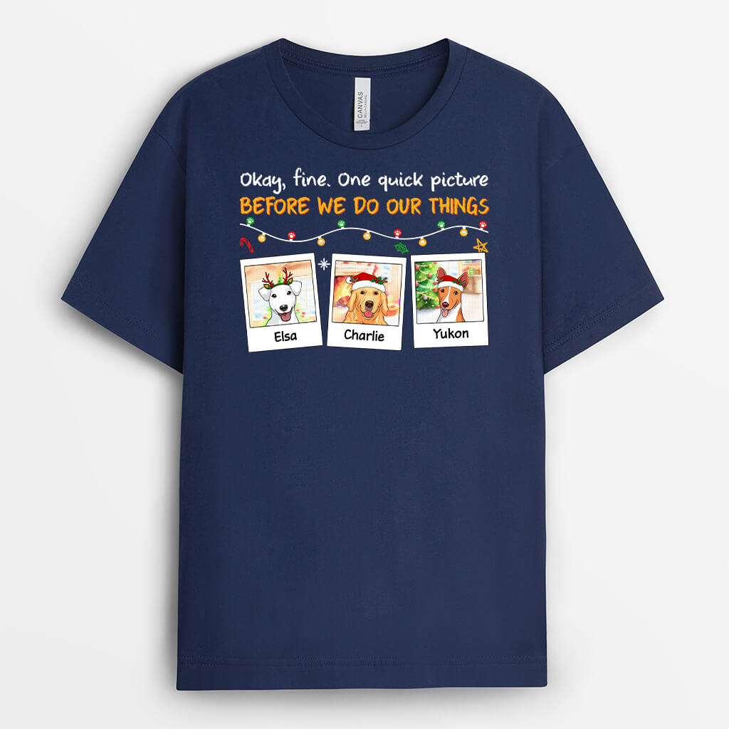 1391AUS2 personalized my dogs are christmas photo addicts t shirt