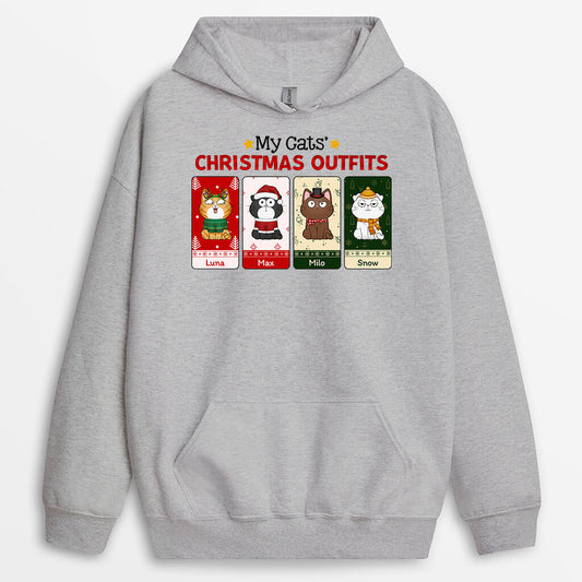 1402HUS2 personalized my cats christmas outfits hoodie