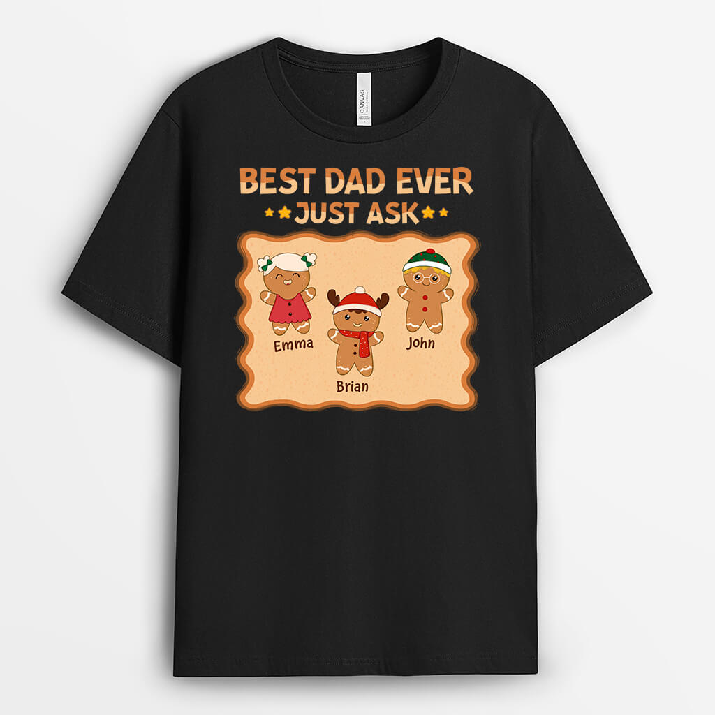 1417AUS1 personalized best dad ever gingerbread t shirt