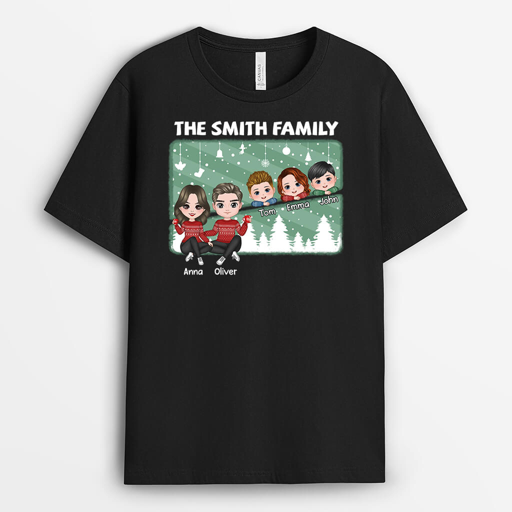 1420AUS1 personalized the family christmas t shirt