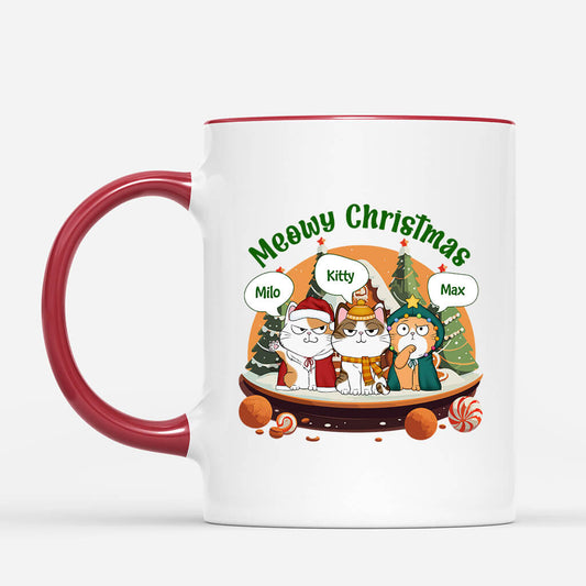 1446MUS2 personalized meowy christmas with cookie house mug