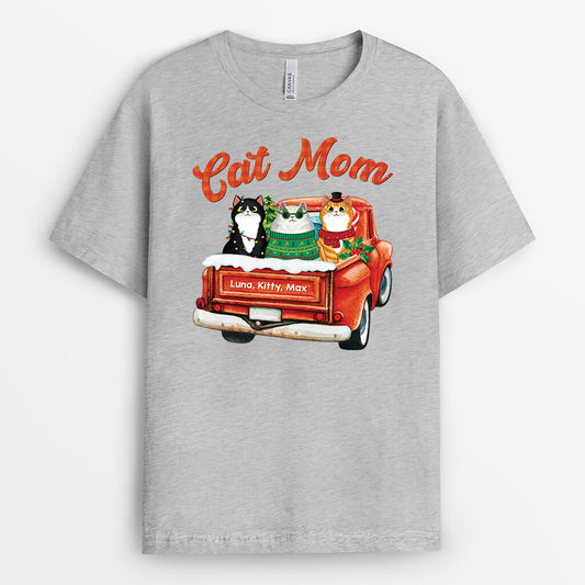 1456AUS2 personalized cat mom cat dad christmas t shirt