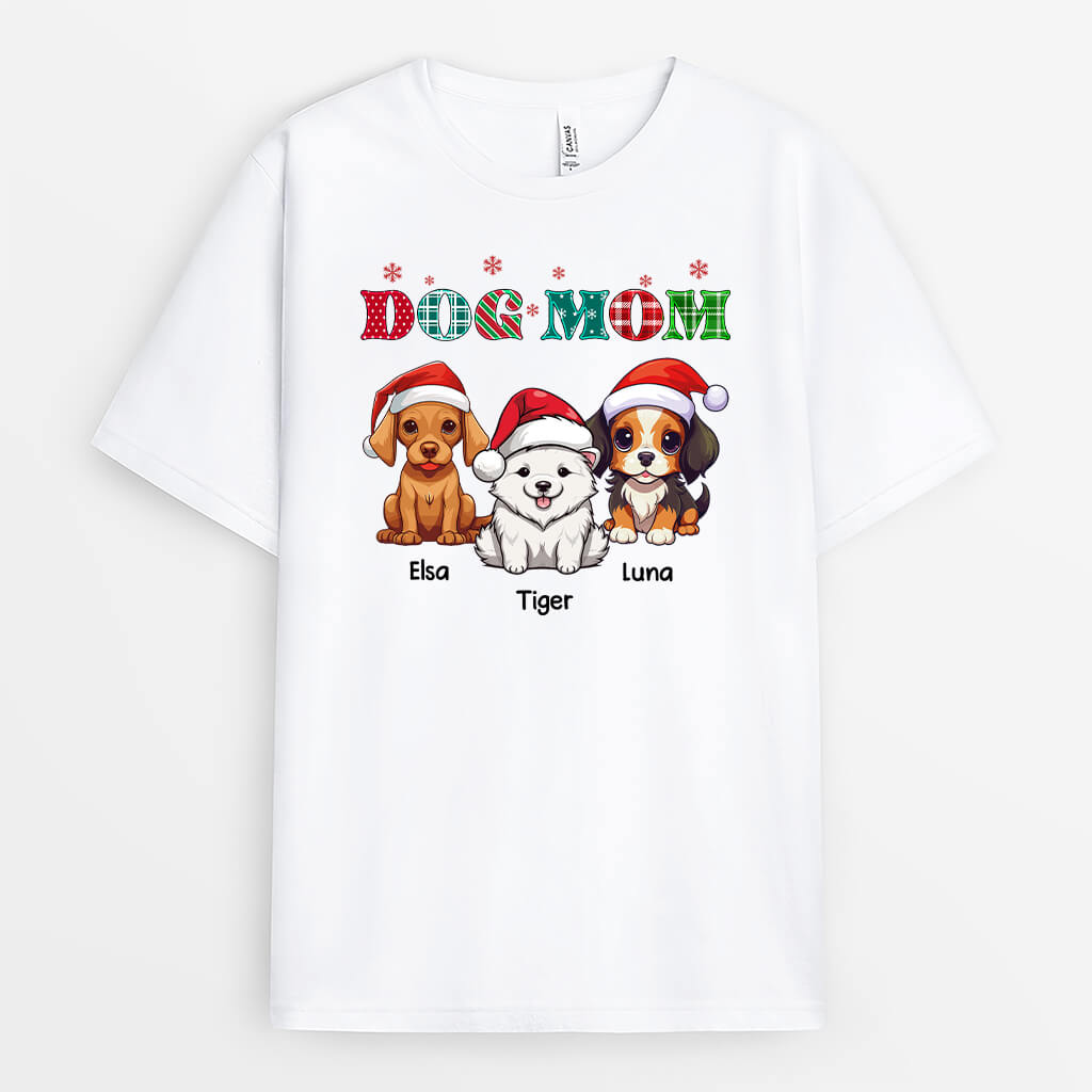 1468AUS1 personalized dog mom dog dad snowflake t shirt
