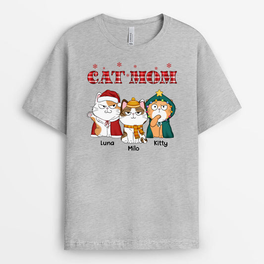 1468AUS2 personalized cat mom cat dad snowflake t shirt