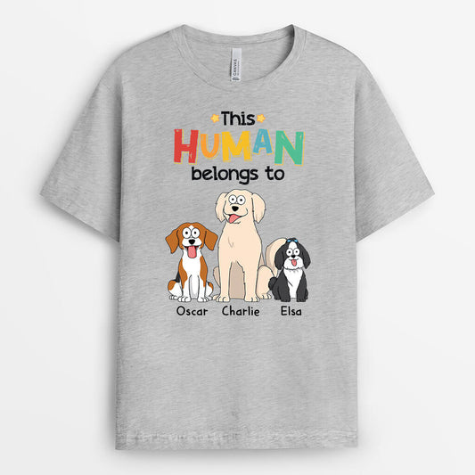 1481AUS2 personalized this human belongs to dogs t shirt
