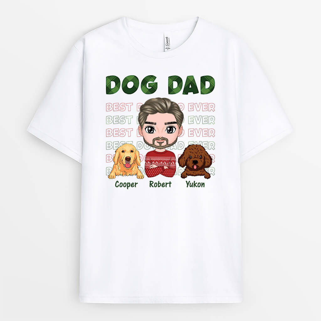 1496AUS1 personalized dog dad christmas t shirt