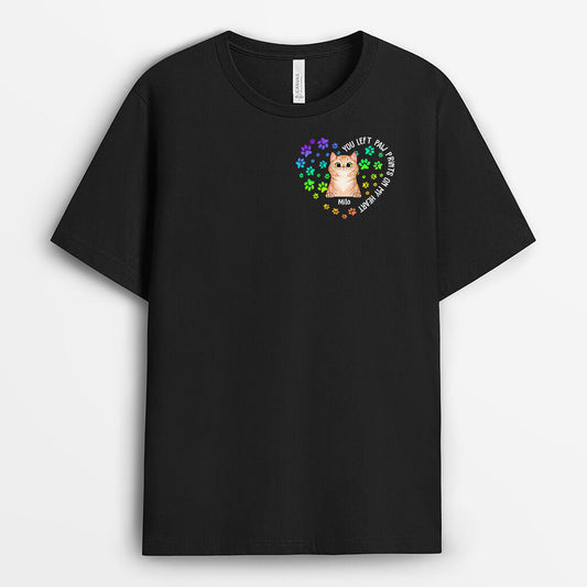 1498AUS1 personalized you left paw prints on my heart cat t shirt
