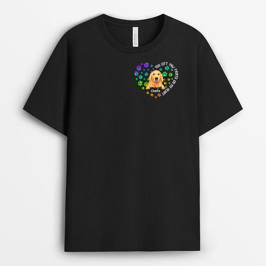1498AUS2 personalized you left paw prints on my heart dog t shirt