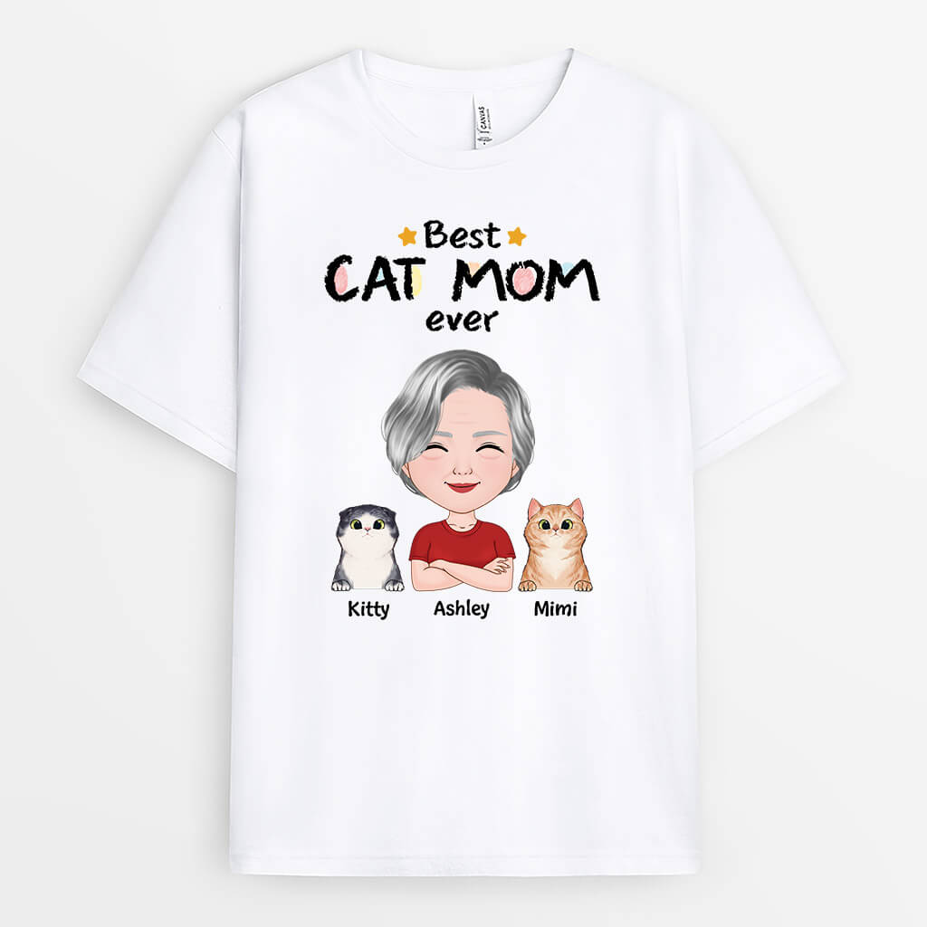 1501AUS2 personalized best cat mom ever t shirt