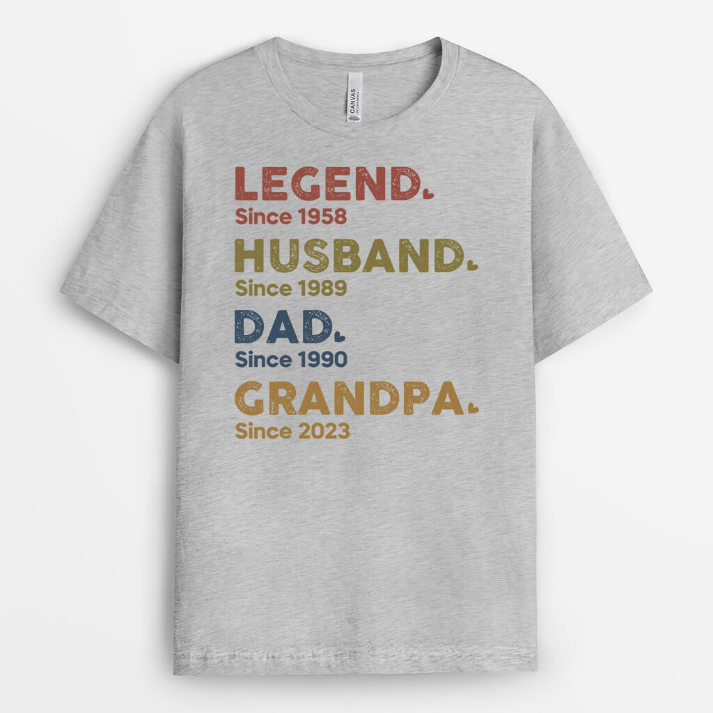 1503AUS2 Personalized Legend Husband Daddy And Grandpa Since T shirt