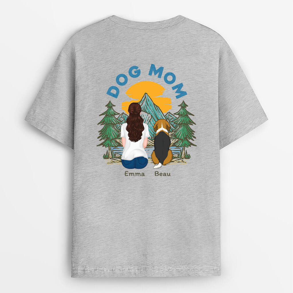 1510AUS1 personalized dog dad mom sitting back t shirt