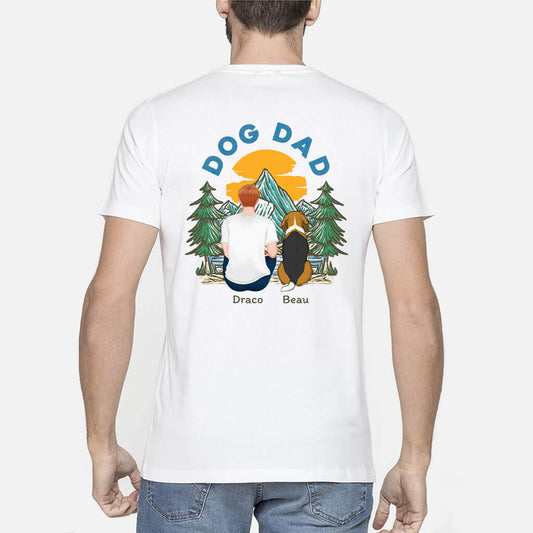 1510AUS2 personalized dog dad mom sitting back t shirt