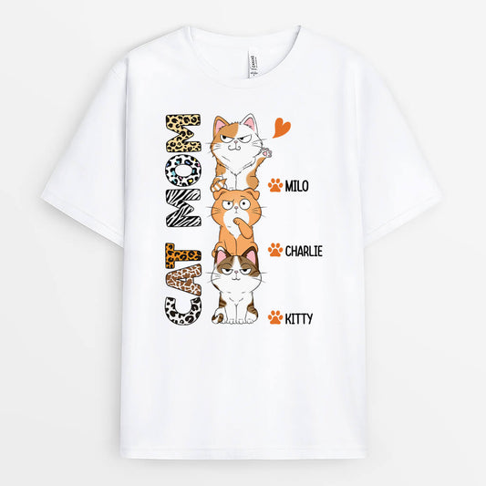 1514AUS1 personalized cat mom cat dad with paws t shirt