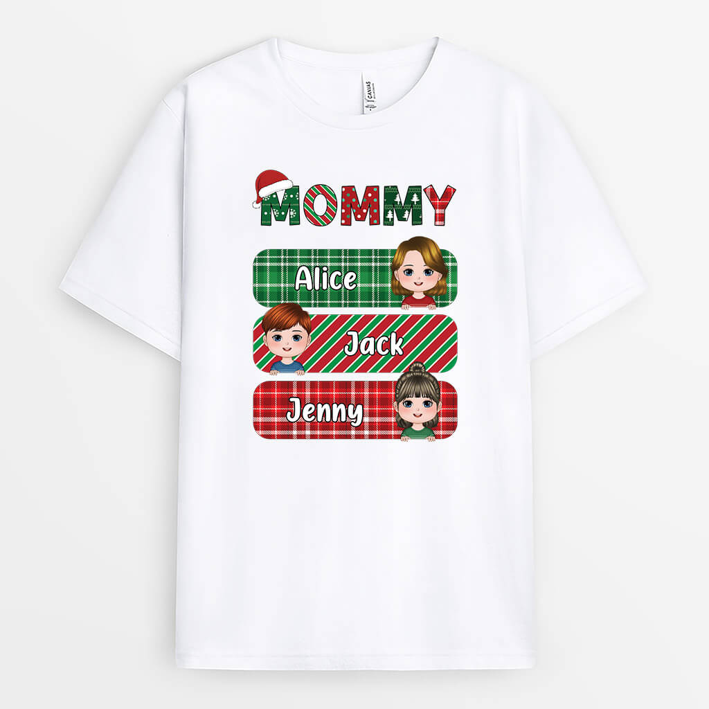 1515AUS1 personalized grandma with kids christmas t shirt