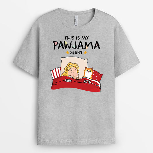 1530AUS1 personalized this is my pawjama cat t shirt