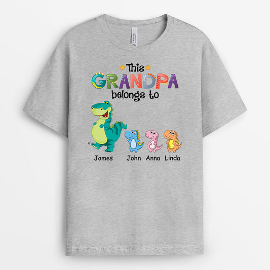 1539AUS2 personalized this daddy grandpa belongs to dinosaurs t shirt