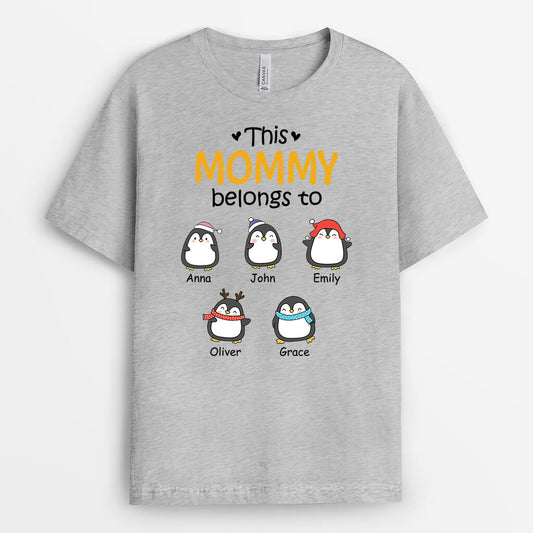 1542AUS1 personalized this mommy grandma belongs to penguin t shirt