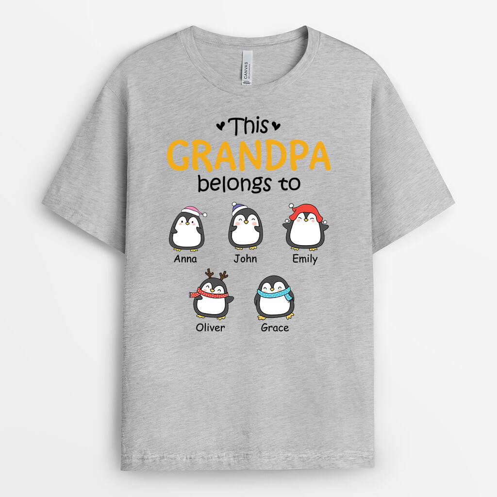 1542AUS2 personalized this daddy grandpa belongs to penguin t shirt