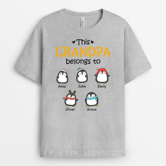1542AUS2 personalized this daddy grandpa belongs to penguin t shirt