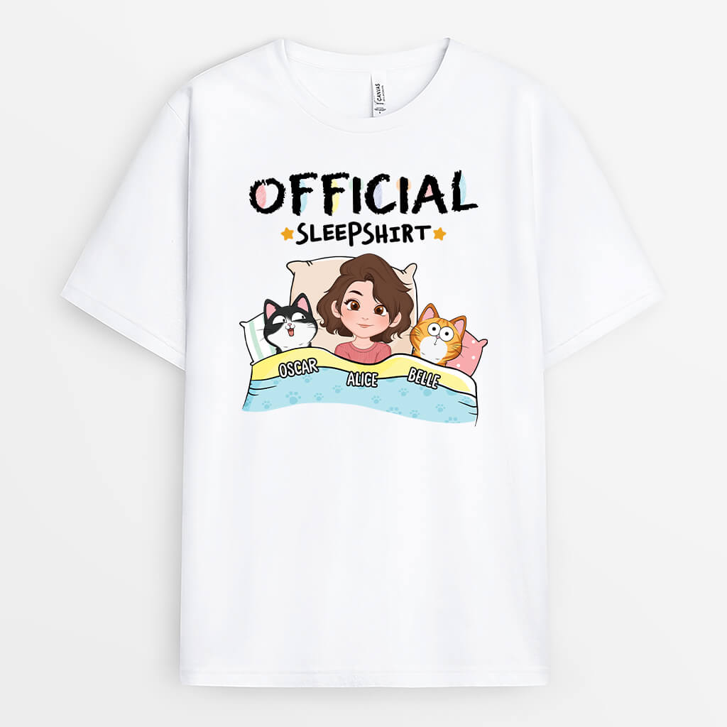 1548AUS1 personalized official sleepshirt with cat t shirt