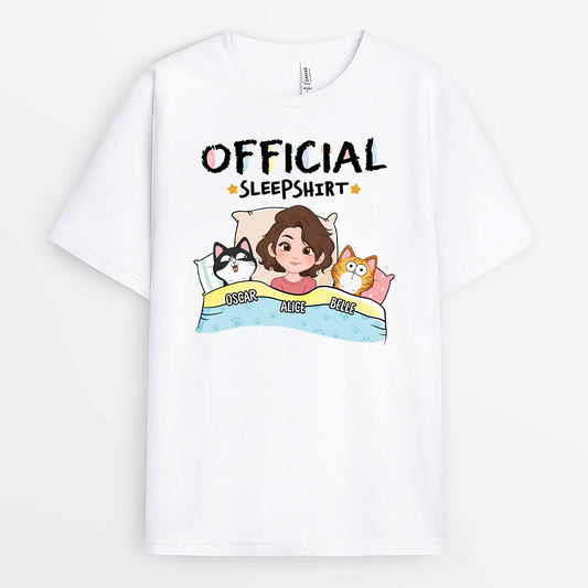 1548AUS1 personalized official sleepshirt with cat t shirt