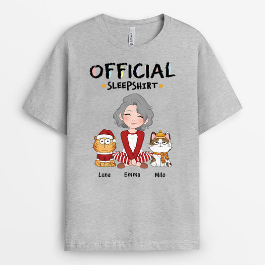 1556AUS2 personalized official sleepshirt with cat sitting t shirt