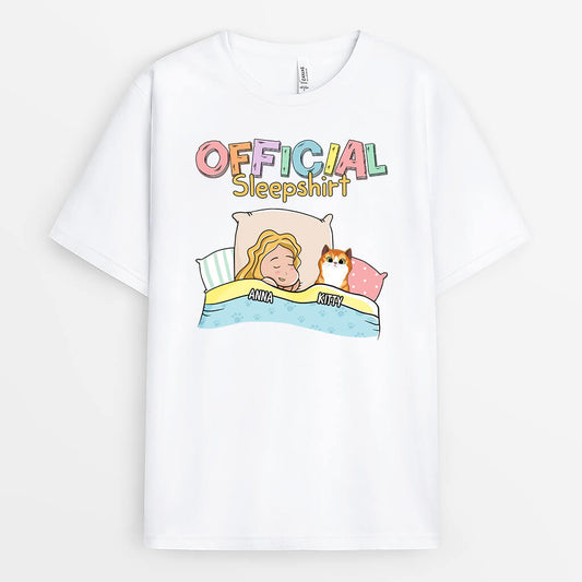 1620AUS1 personalized official sleepshirt with cat t shirt