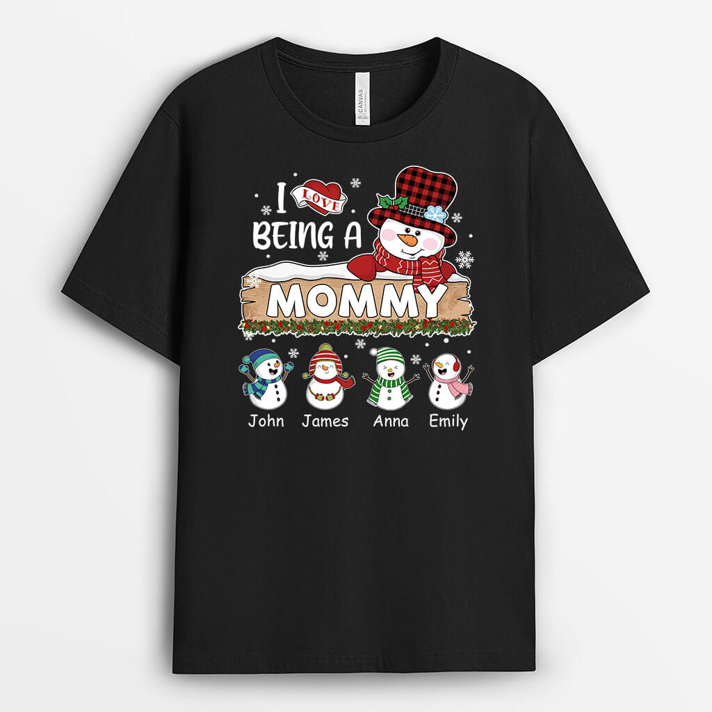 1621AUS1 personalized i love being a grandma snowman t shirt
