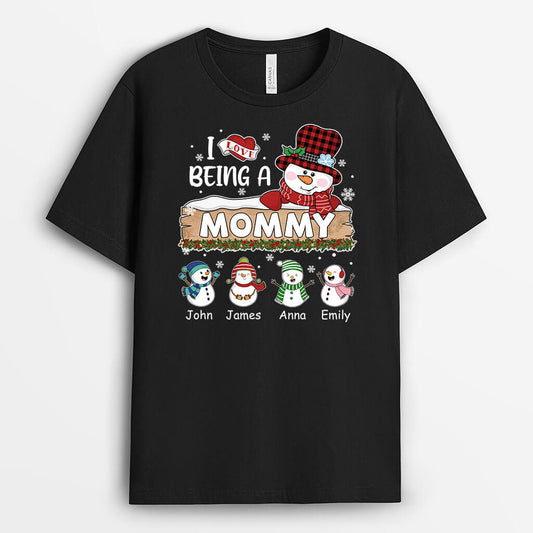 1621AUS1 personalized i love being a grandma snowman t shirt