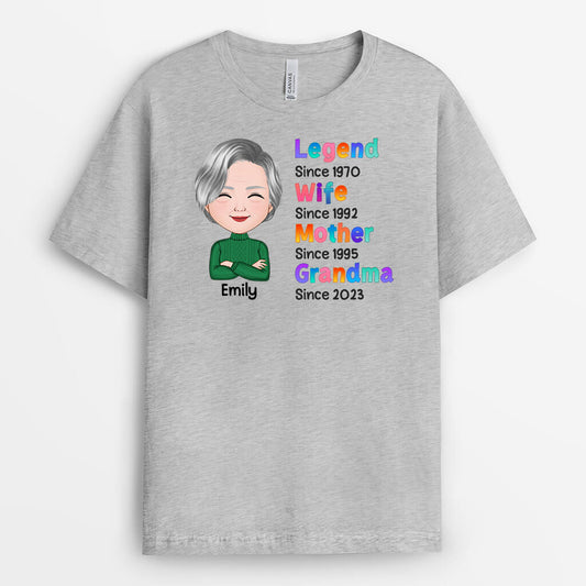 1645AUS2 personalized legend wife mom grandma t shirt