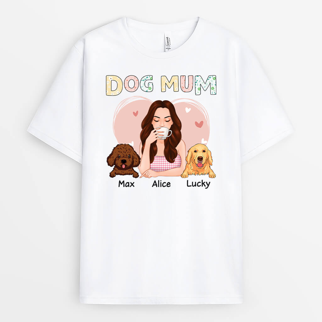 1655AUS2 personalized dog mom little flower t shirt