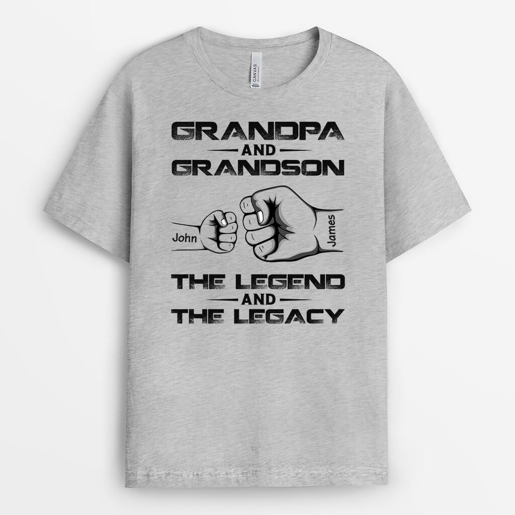 1684AUS2 personalized grandpa and grandson the legend and the legacy t shirt