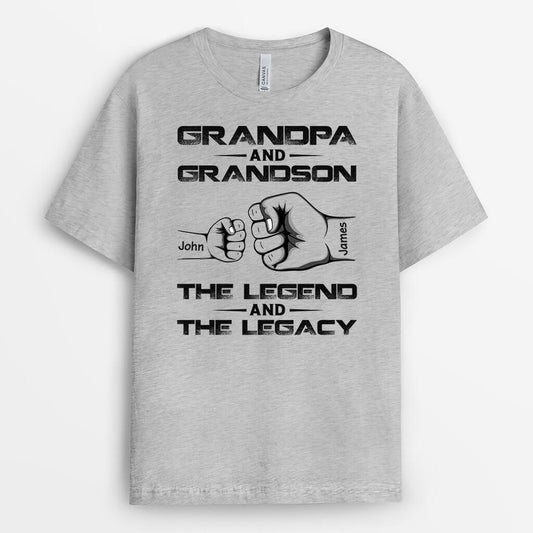 1684AUS2 personalized grandpa and grandson the legend and the legacy t shirt