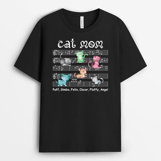 1701AUS2 personalized cat mom cat dad with music bars t shirt