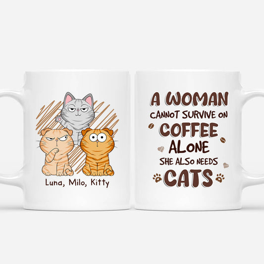 1723MUS1 personalized a woman cannot survive on coffee alone mug