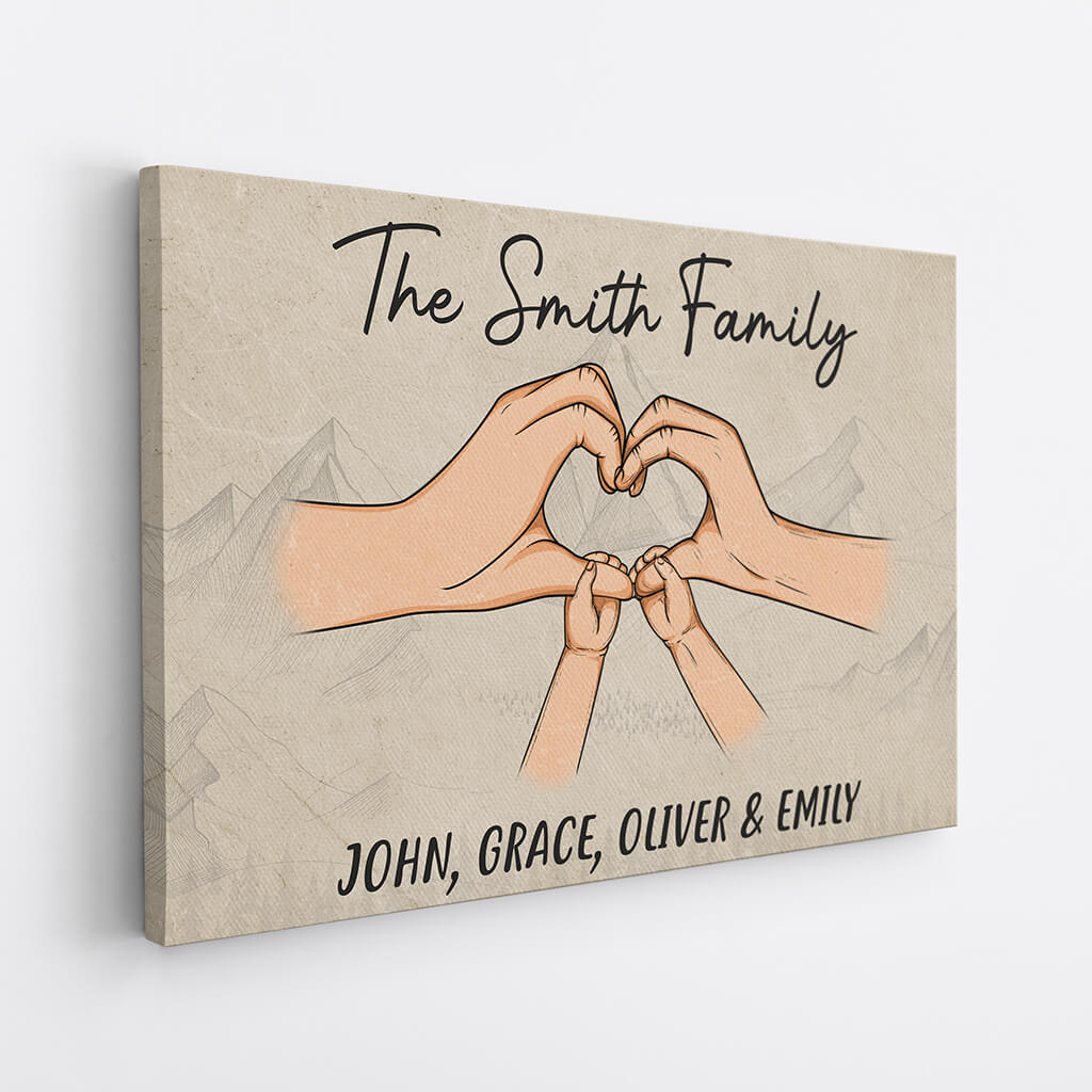 1725CUS2 personalized family heart shaped hand canvas