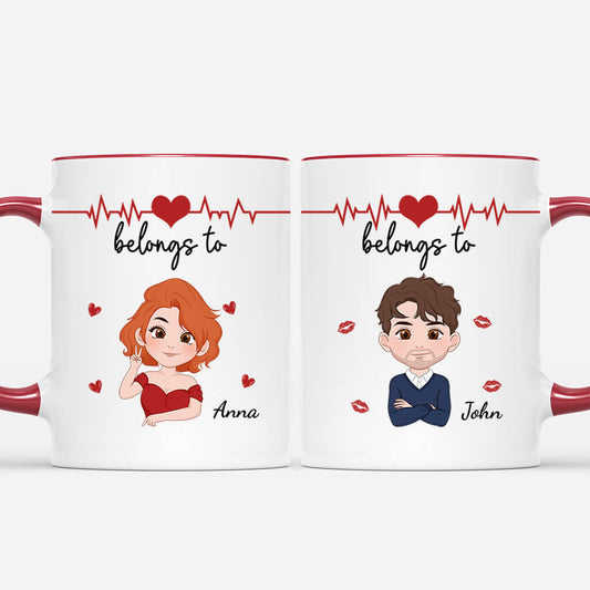 1760MUS1 personalized my heart belongs to couple mug