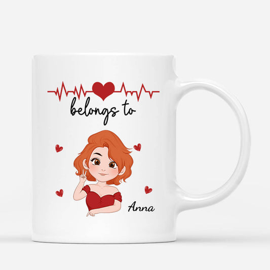 1760MUS2 personalized my heart belongs to couple mug